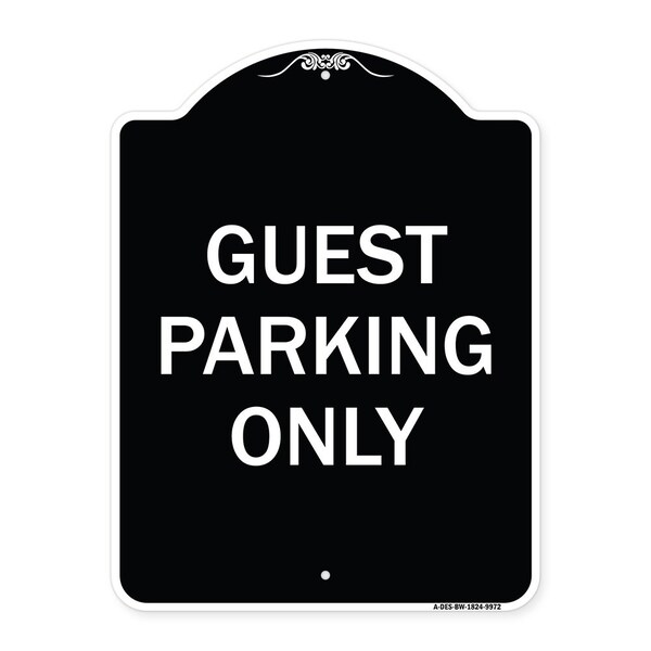 Signmission Designer Series-Guest Parking Only, Black & White Heavy-Gauge Aluminum, 24" x 18", BW-1824-9972 A-DES-BW-1824-9972 - main